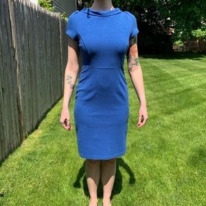 Boden Ottoman Dress w/ Stand Collar, Bold Blue, 6L